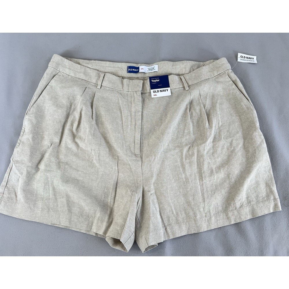 Old Navy Women's Taylor Extra High Rise Adjustable Waist Linen Shorts Sz XXL New